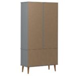 Armoire à vitrine MOLDE Gris 90x35x175 cm Bois de pin massif – Image 5
