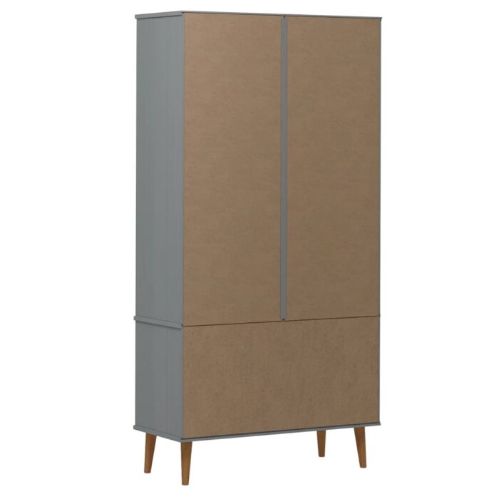 Armoire à vitrine MOLDE Gris 90x35x175 cm Bois de pin massif – Image 5