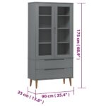 Armoire à vitrine MOLDE Gris 90x35x175 cm Bois de pin massif – Image 6