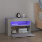Tables de chevet 2 pcs avec LED sonoma gris 60x35x40 cm – Image 4