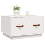 Table basse Blanc 60x53x35 cm Bois massif de pin – Image 2