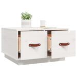 Table basse Blanc 60x53x35 cm Bois massif de pin – Image 3