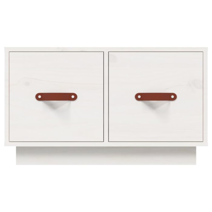 Table basse Blanc 60x53x35 cm Bois massif de pin – Image 4