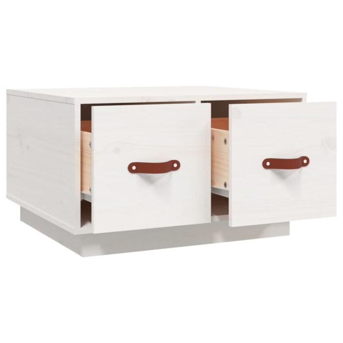 Table basse Blanc 60x53x35 cm Bois massif de pin – Image 5