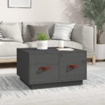 Table basse Gris 60x53x35 cm Bois massif de pin