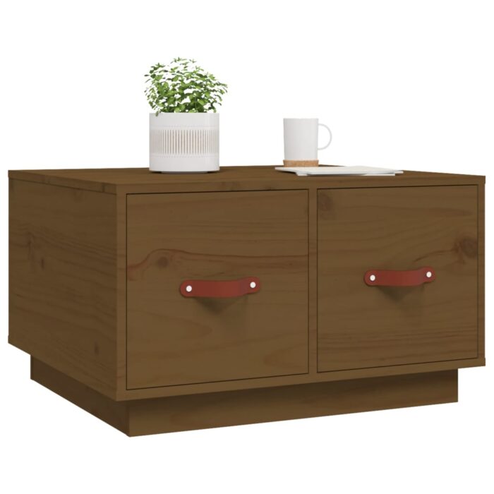 Table basse Marron miel 60x53x35 cm Bois massif de pin – Image 2