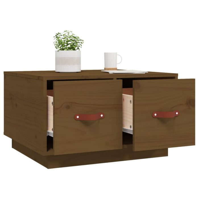 Table basse Marron miel 60x53x35 cm Bois massif de pin – Image 3