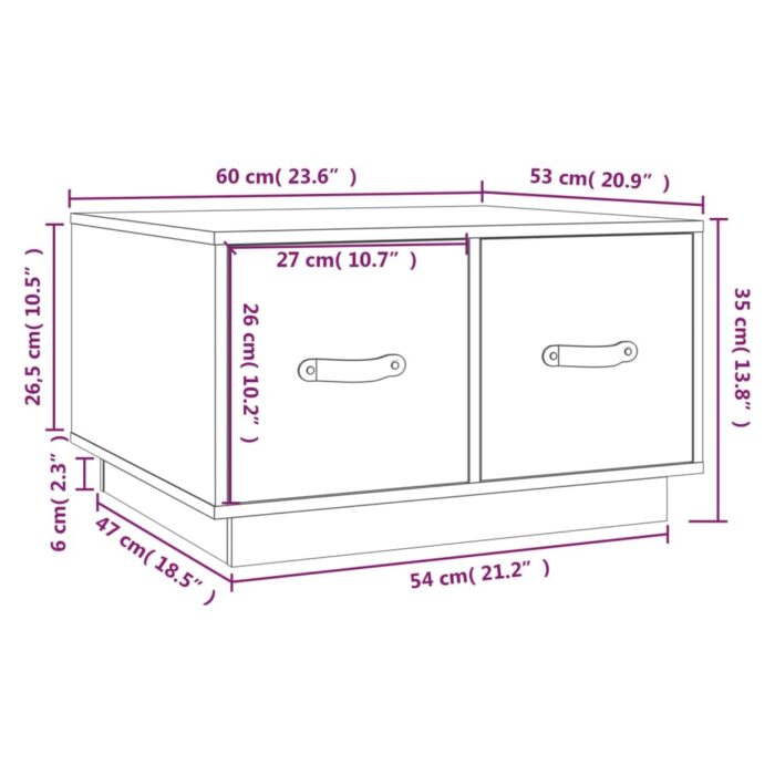 Table basse Marron miel 60x53x35 cm Bois massif de pin – Image 8