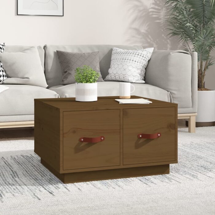 Table basse Marron miel 60x53x35 cm Bois massif de pin – Image 1