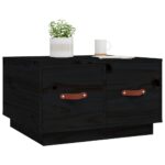Table basse Noir 60x53x35 cm Bois massif de pin – Image 2