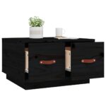 Table basse Noir 60x53x35 cm Bois massif de pin – Image 3