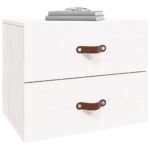 Table de chevet murale Blanc 50x36x40 cm – Image 2