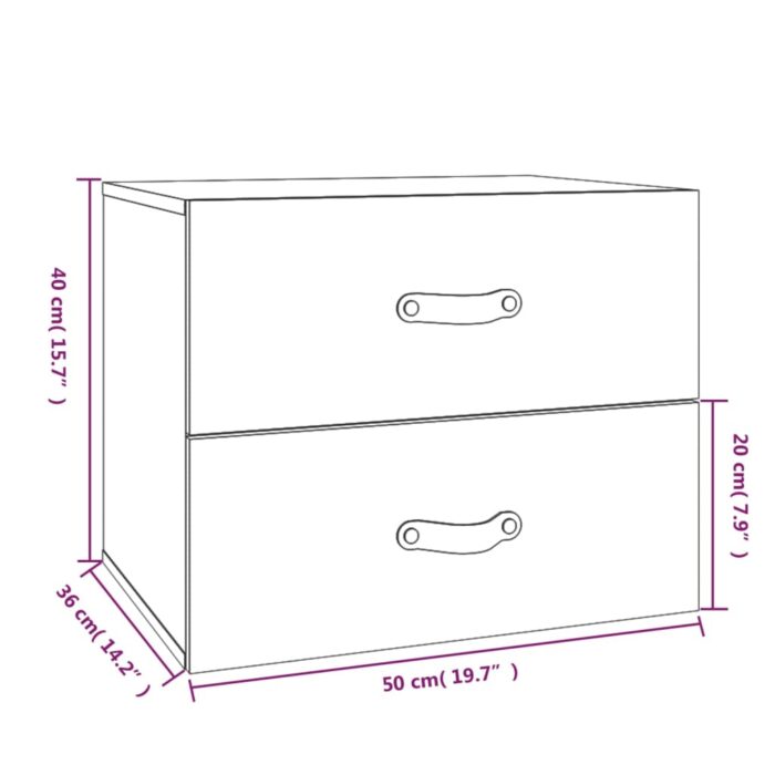 Table de chevet murale Blanc 50x36x40 cm – Image 8
