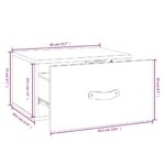 Table de chevet murale Gris 40x29,5x22 cm – Image 7