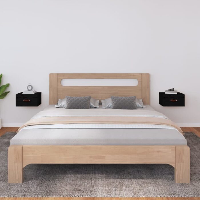 Tables de chevet murales 2 pcs Noir 40x29,5x22 cm – Image 1