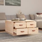 Table basse 80x80x45 cm Bois massif de pin – Image 2