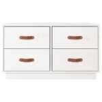 Table basse Blanc 80x80x45 cm Bois massif de pin – Image 4