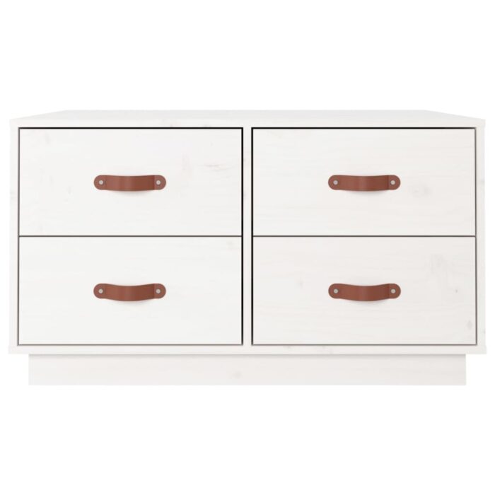 Table basse Blanc 80x80x45 cm Bois massif de pin – Image 4