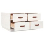 Table basse Blanc 80x80x45 cm Bois massif de pin – Image 5