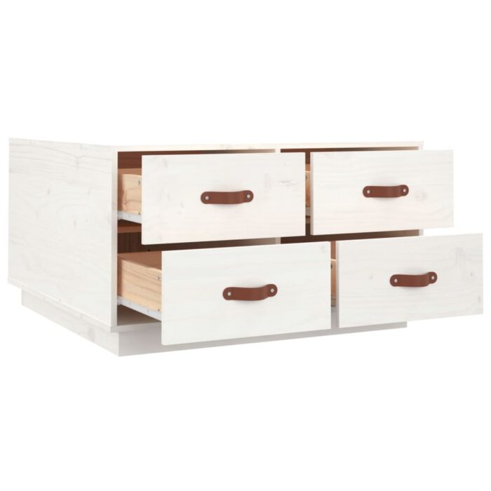 Table basse Blanc 80x80x45 cm Bois massif de pin – Image 5