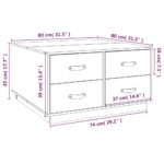 Table basse Blanc 80x80x45 cm Bois massif de pin – Image 8