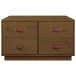 Table basse Marron miel 80x80x45 cm Bois massif de pin – Image 4