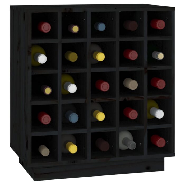 Armoire à vin Noir 55,5x34x61 cm Bois de pin massif – Image 2