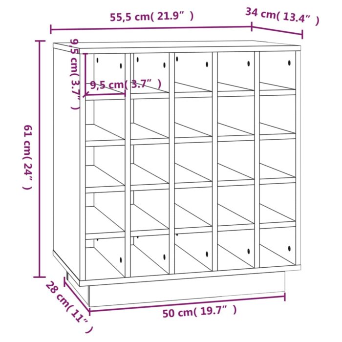 Armoire à vin Noir 55,5x34x61 cm Bois de pin massif – Image 6