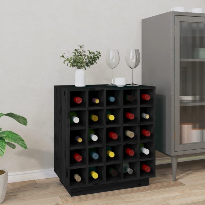 VXL8720845555993_m_en_hd_1.jpg Armoire à vin Noir 55,5x34x61 cm Bois de pin massif – Image 1