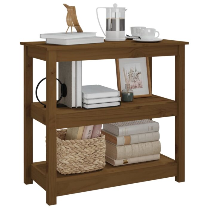 Table console Marron miel 80x40x74 cm Bois massif de pin – Image 2