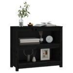 Bibliothèque Noir 80x35x68 cm Bois de pin massif – Image 2