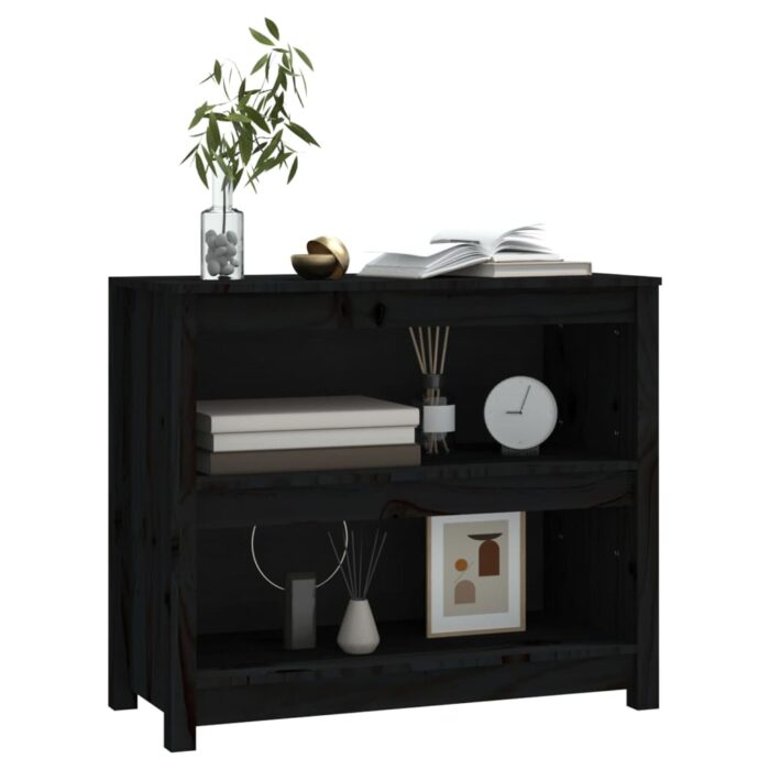 Bibliothèque Noir 80x35x68 cm Bois de pin massif – Image 2