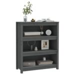 Bibliothèque Gris 80x35x97 cm Bois de pin massif – Image 2