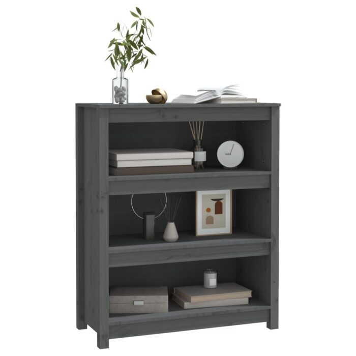 Bibliothèque Gris 80x35x97 cm Bois de pin massif – Image 2