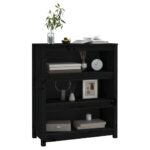 Bibliothèque Noir 80x35x97 cm Bois de pin massif – Image 2