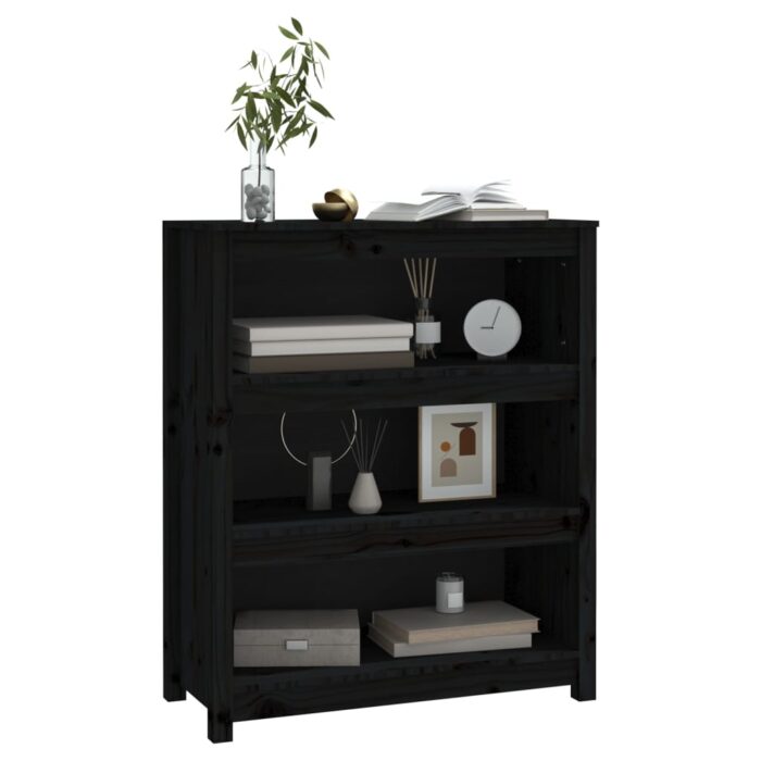 Bibliothèque Noir 80x35x97 cm Bois de pin massif – Image 2