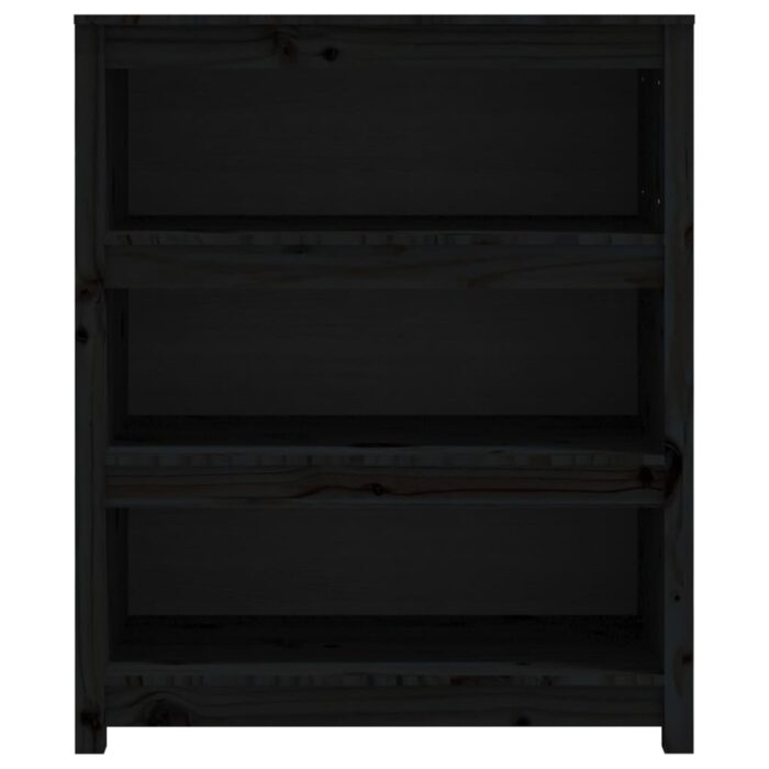 Bibliothèque Noir 80x35x97 cm Bois de pin massif – Image 3