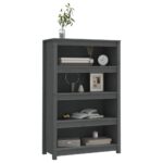 Bibliothèque Gris 80x35x126 cm Bois de pin massif – Image 2