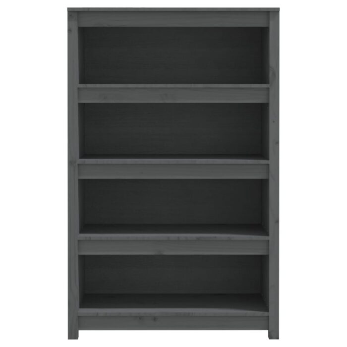 Bibliothèque Gris 80x35x126 cm Bois de pin massif – Image 3