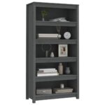 Bibliothèque Gris 80x35x154 cm Bois de pin massif – Image 2