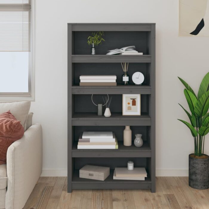 VXL8720845556426_m_en_hd_1.jpg Bibliothèque Gris 80x35x154 cm Bois de pin massif – Image 1