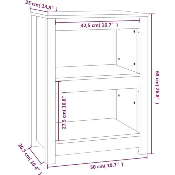 Bibliothèque Gris 50x35x68 cm Bois de pin massif – Image 6
