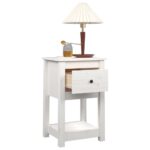 Table de chevet Blanc 40x35x61,5 cm Bois de pin massif – Image 2