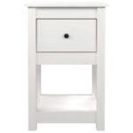 Table de chevet Blanc 40x35x61,5 cm Bois de pin massif – Image 3