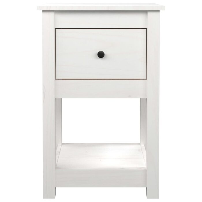 Table de chevet Blanc 40x35x61,5 cm Bois de pin massif – Image 3