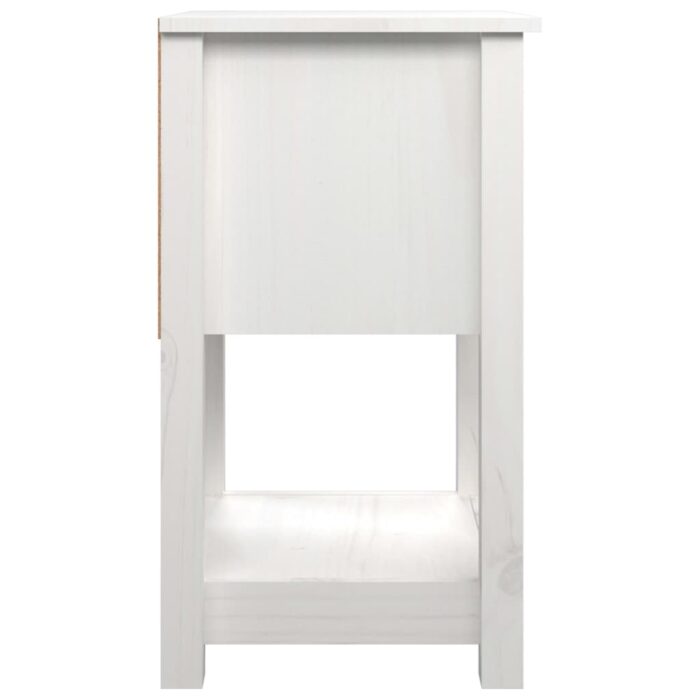 Table de chevet Blanc 40x35x61,5 cm Bois de pin massif – Image 4