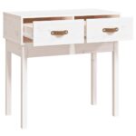 Table console Blanc 76,5x40x75 cm Bois massif de pin – Image 2