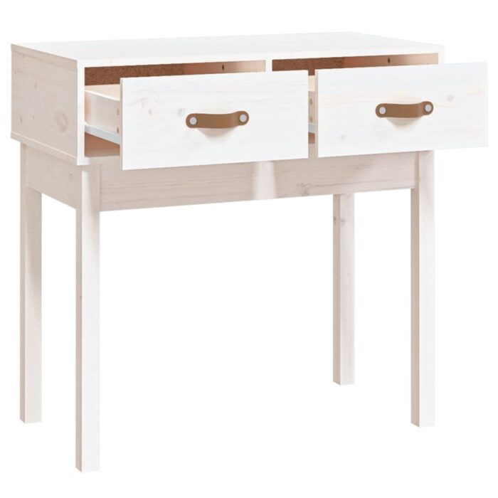 Table console Blanc 76,5x40x75 cm Bois massif de pin – Image 2