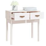 Table console Blanc 76,5x40x75 cm Bois massif de pin – Image 5