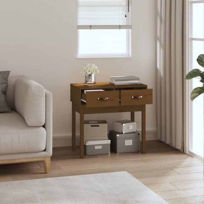 Table console Marron miel 76,5x40x75 cm Bois massif de pin – Image 4